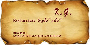 Kolonics Győző névjegykártya